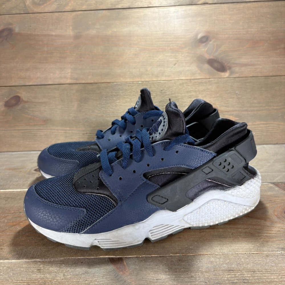 Nike Air Huarache Mens size 10.5 shoes Navy Leather Mesh Running sneakers